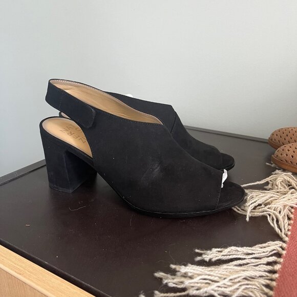 black peep toe heels SIZE 8 - Picture 1 of 4